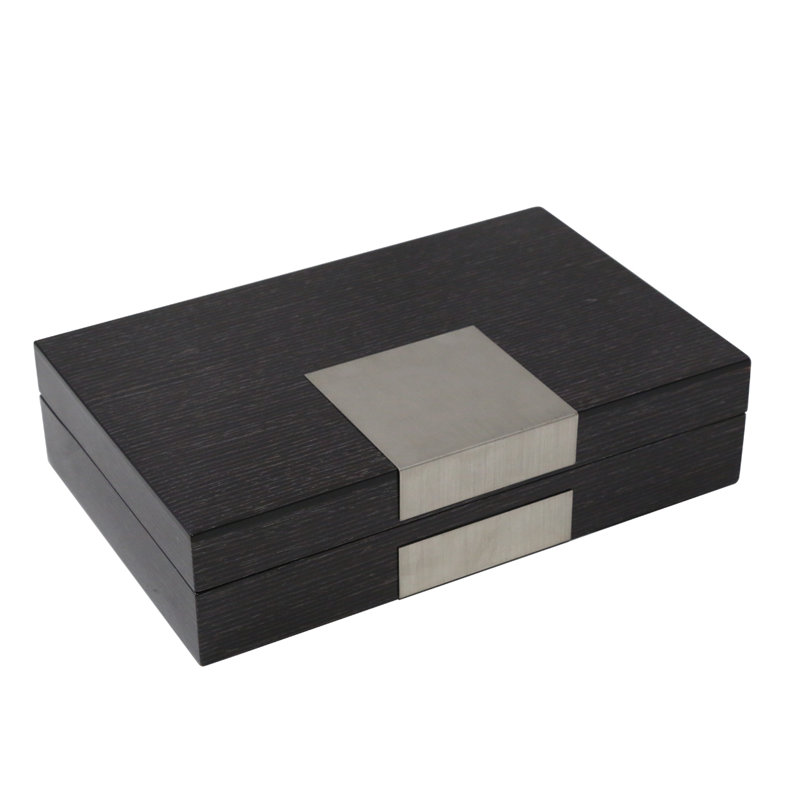 Boîte à bijoux avec boutons de manchette, Gris acier