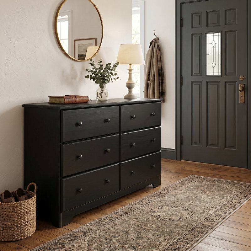 Commode 6 tiroirs Genelia, Noir