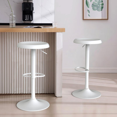 Juddson Adjustable Bar Stools Set of 2, Swivel Round Metal Airlift Barstools, Backless Counter Height Bar Chairs for Kitchen Dining Room Pub Cafe