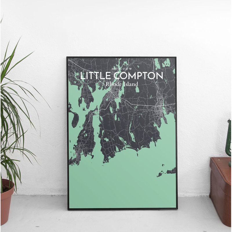 « little compton city map », reproduction d’impression sur affiche en rêve, H 27,6 po x l 19,7 po x P 0,05 po