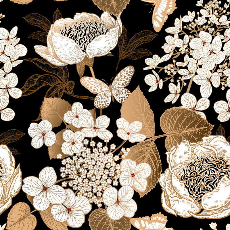 Seamless Pattern With Peonies by MarinaVorontsova - Wrapped Canvas Print, 30cm H x 30cm W