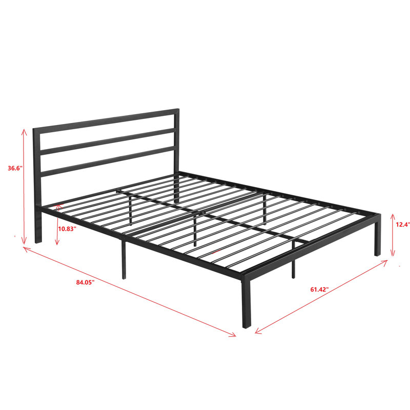 Structure de lit en métal gris anthracite - construction en acier robuste, sommeil silencieux et confortable, facile à assembler, solution de rangement sous le sommier, aucun sommier requis, s'adapte aux matelas plus épais de 8 po, 600 lb