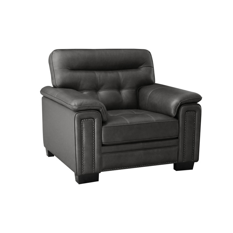 Siddhesh 3 - Piece Living Room Set, Gray Genuine Leather