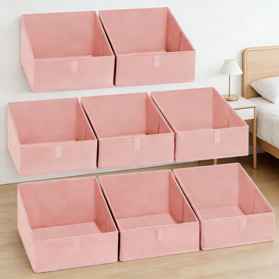Fabric Storage Bins 8 Pack, Foldable Trapezoid Closet Organizer Baskets For Shelves, Sturdy Collapsible Storage Box For Clothes, Toys, Books, And Towels