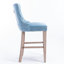 Revêtement en velours moderne avec boutons décoratifs, pieds en bois massif, de 2 (coussin de mousse à haute densité de chaises de bar bleues)