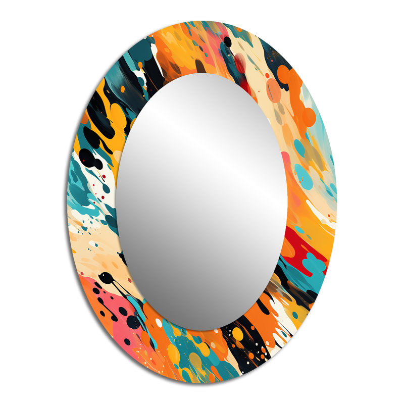Sakhi, impression artistique multicolore - miroir mural abstrait unique, miroir moderne, impression d'art en métal, Ovale