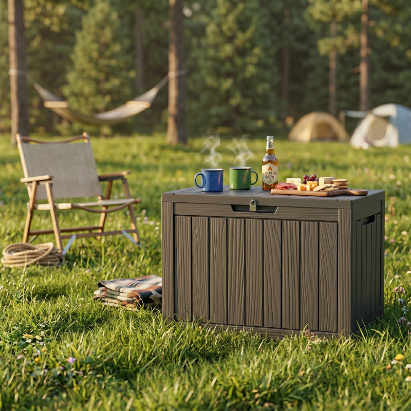 Boîte de rangement pour terrasse 45 po, Boîte de rangement 45 gallons en résine noire