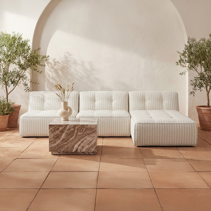 Chaise longue Sunseeker rayée brune, Acrylic, Brown Stripe