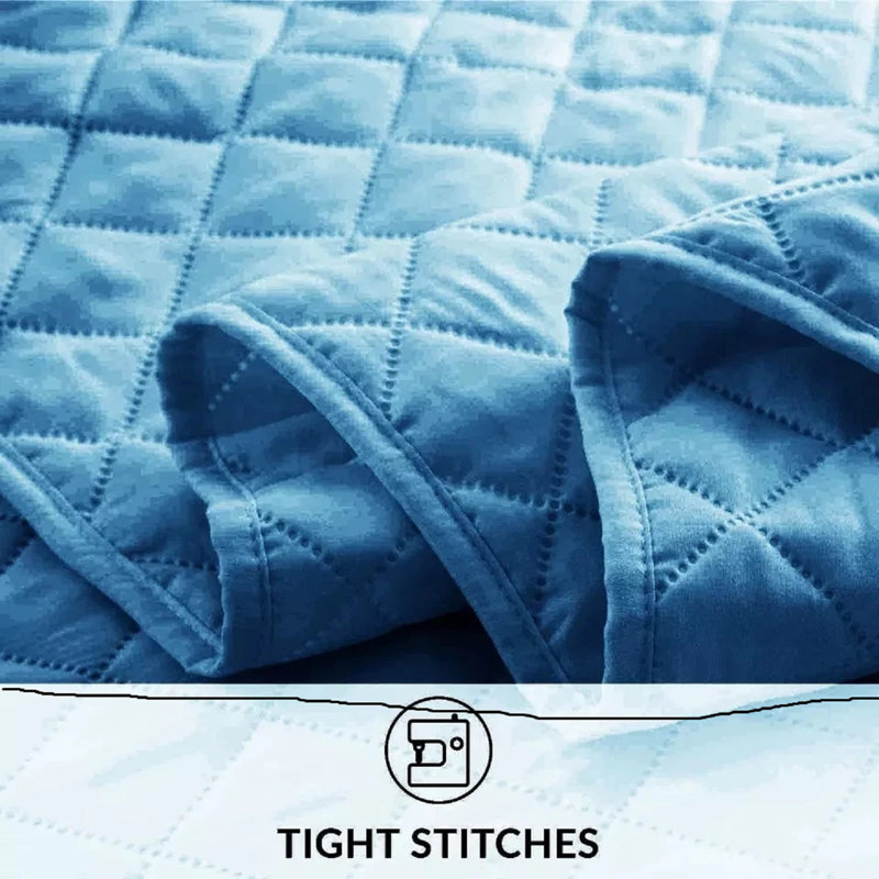 Microfiber Bedspread with Pillow Shams Included, Double Bedspread + 2 Standard Shams, Blue