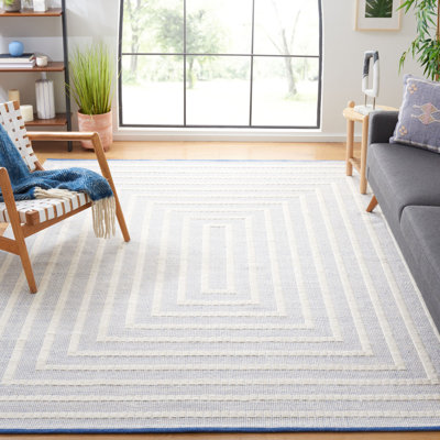 Tapis rayé en laine et en coton Natura