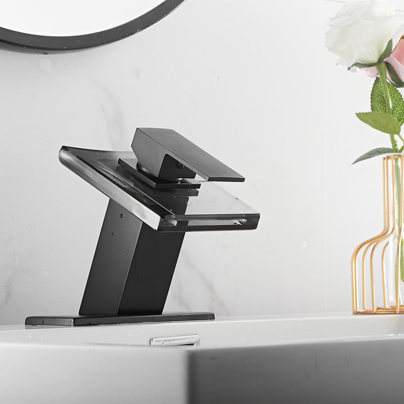 Robinet de salle de bain en verre, Noir