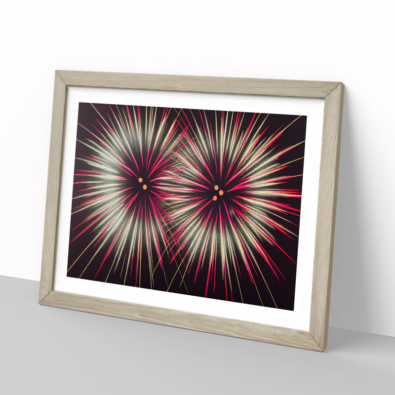 Graceful Fireworks - Single Picture Frame Print, 25cm H x 34cm W x 2cm D, Oak Framed