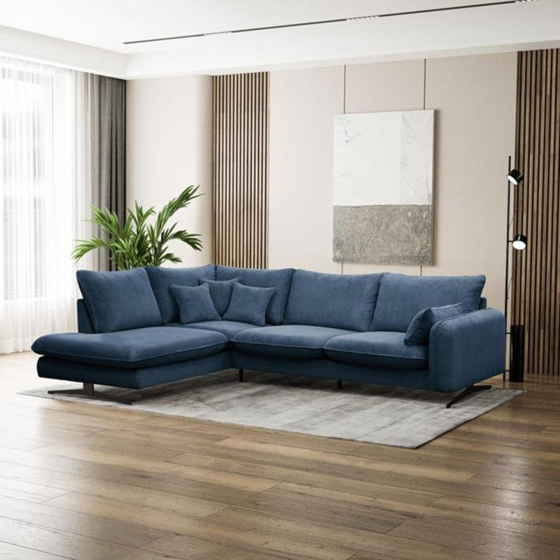 Casiyah 5 Seater Sofa & Chaise, Left Hand Facing, Blue