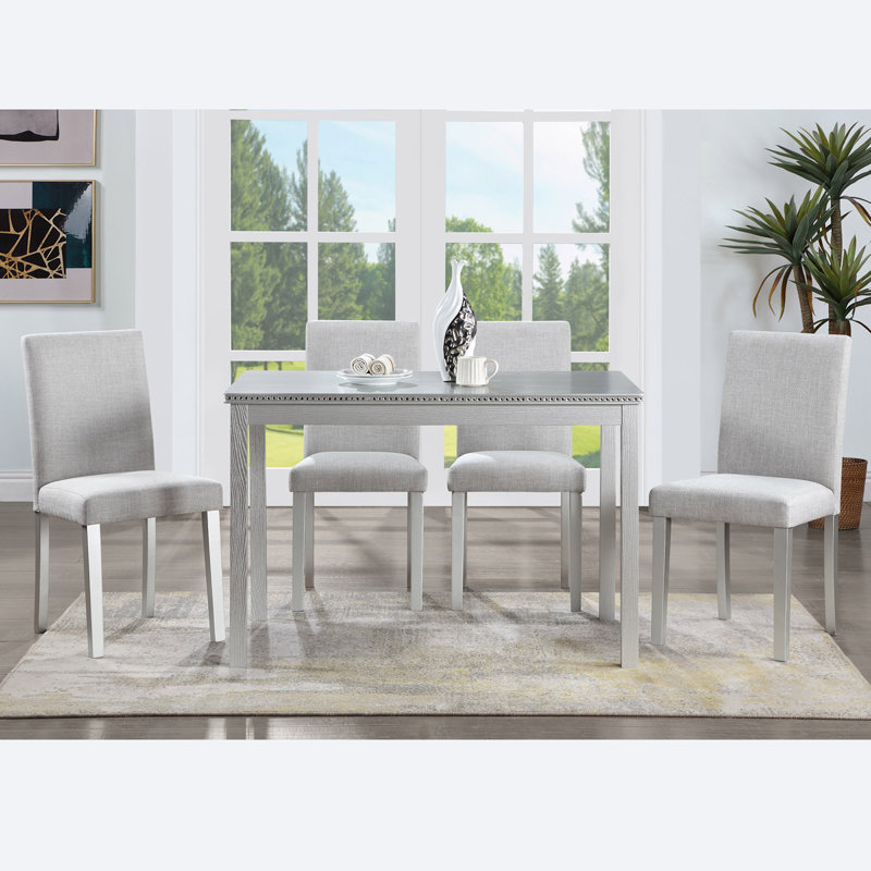 Ensemble de salle à manger 5 pièces Keyera, L 45,5 po x l 28,5 po x H 30 po, Gris, Gris