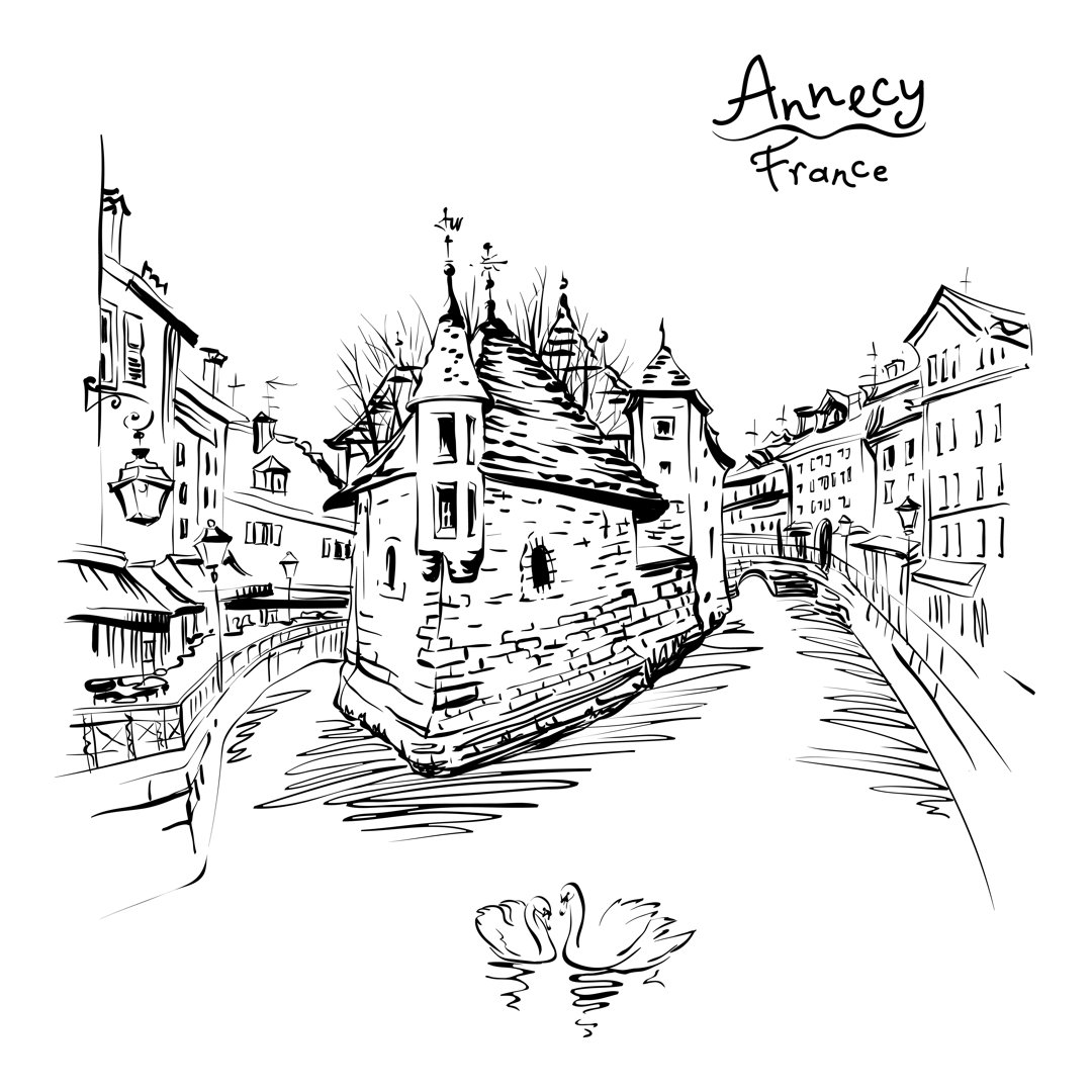 Oyens Annecy, Frankreich - Grafik auf Leinwand