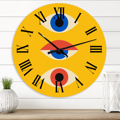 Minimal Geometric Design 1920 With Eyes - Horloge murale moderne