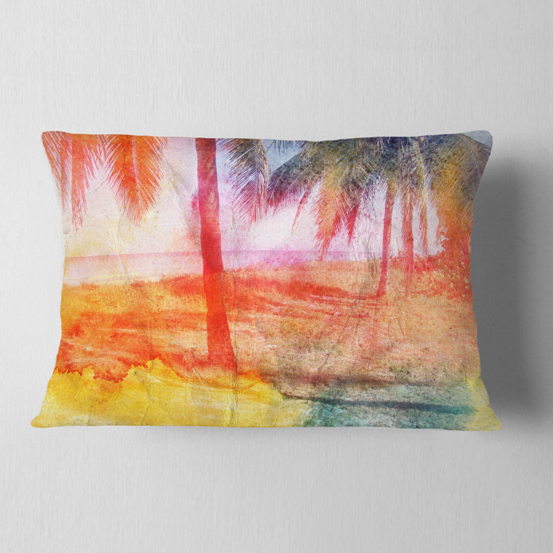 Coussin lombaire paysage palmiers rétro