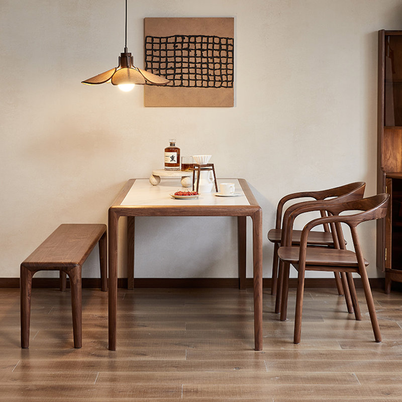 Tiy Solid Wood Base Dining Table, 29.52"H x 55.11"L x 31.49"W