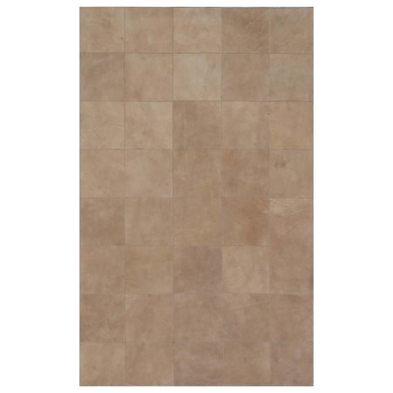 Cowhide Geometric Area Rug in Beige
