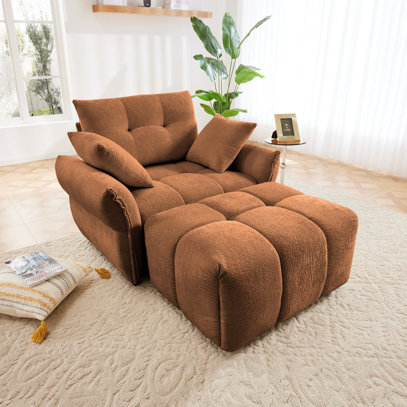 Canapé ergonomique à une place avec repose-pieds, Orange