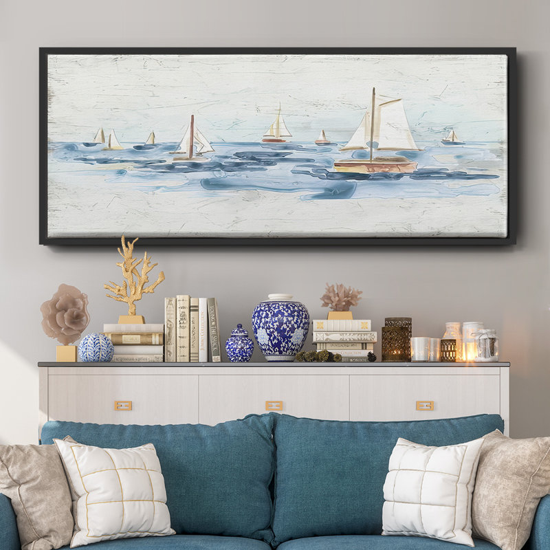 Bateaux sur l'eau II, H 20 po x l 50 po x P 1,5 po, Noir