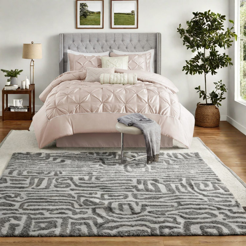 Elegant Blush King Bedding Set, Polyester Fabric For Home Decor