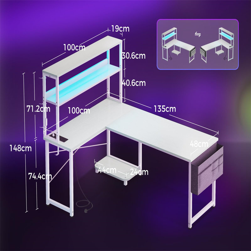 Metal Base Computer Desk, White