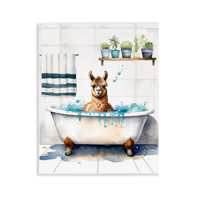 Art mural Alpaca Bathtime Suds par Kim Allen