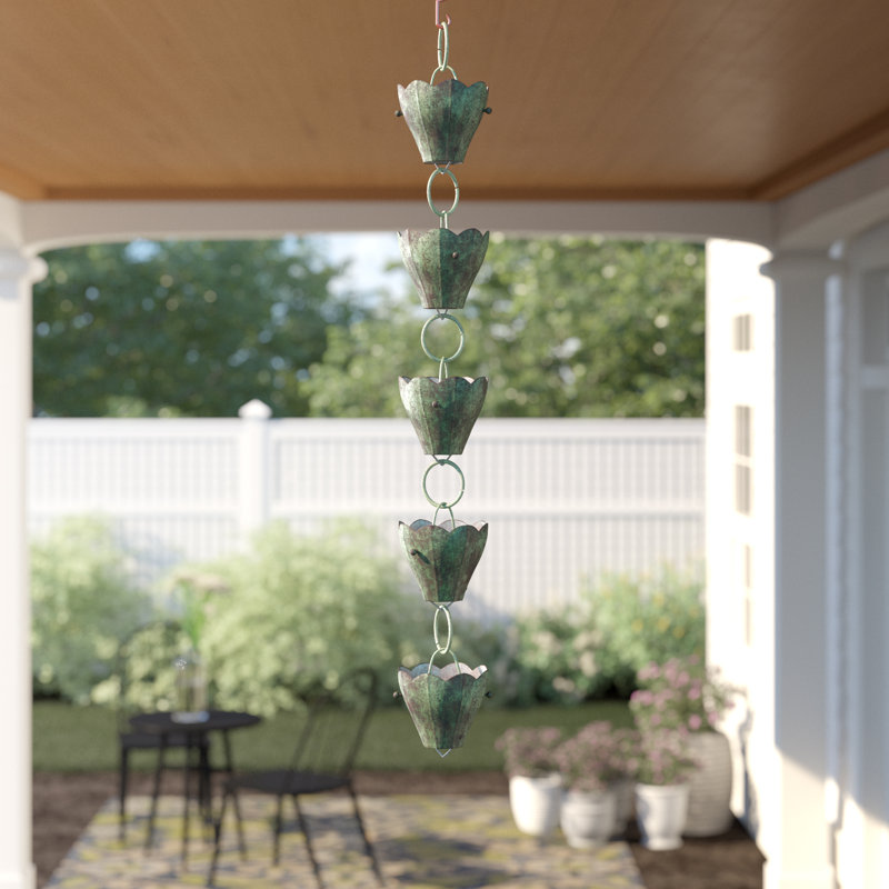 Alldredge Metal Rain Chain, Blue Verde Copper