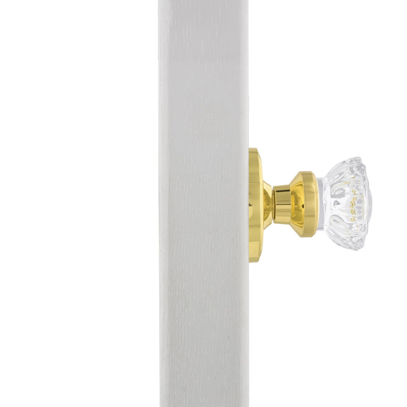 Classic Rosette with Crystal Door Knob, Polished Brass