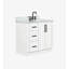 Meuble-lavabo ovale simple décalé à droite de 94 cm (37 pouces) avec comptoir en marbre blanc de Carrare de 3,8 cm (1,5 pouce) d'épaisseur.-1700577020-1700577023