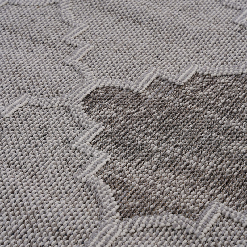 Collection 4X6 White/Grey /Trellis Indoor/Outdoor Area Rug, Rectangle 5'3" x 7'6"