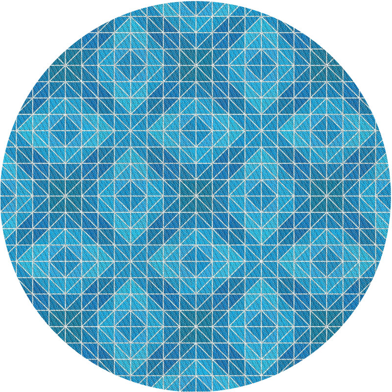Tapis de zone bleue à motifs, Rond 5 pi