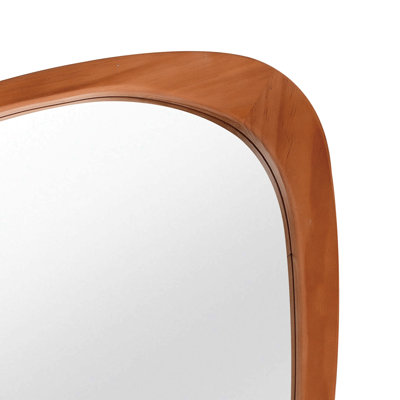 Yellowish Brown 24"x36" Irregular Solid Wood Frame Decorative Mirror,For Bedroom, Bathroom, Living Room, Entryway
