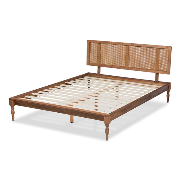 Amani Mid Century Natural Queen Low Profile Platform Cane Front Bed