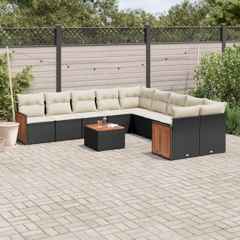 Ensemble de canapé de jardin Vidaxl noir et blanc crème