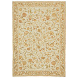 Savonile Ravenna Azm Wool Floral Area Rug in Beige