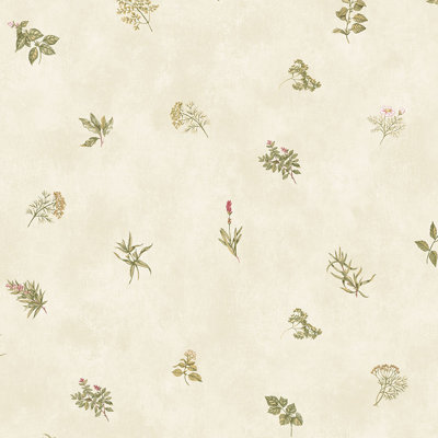 Hampton Leaves And Floral Toile 32.7' L x 20.5" W Smooth Wallpaper Roll