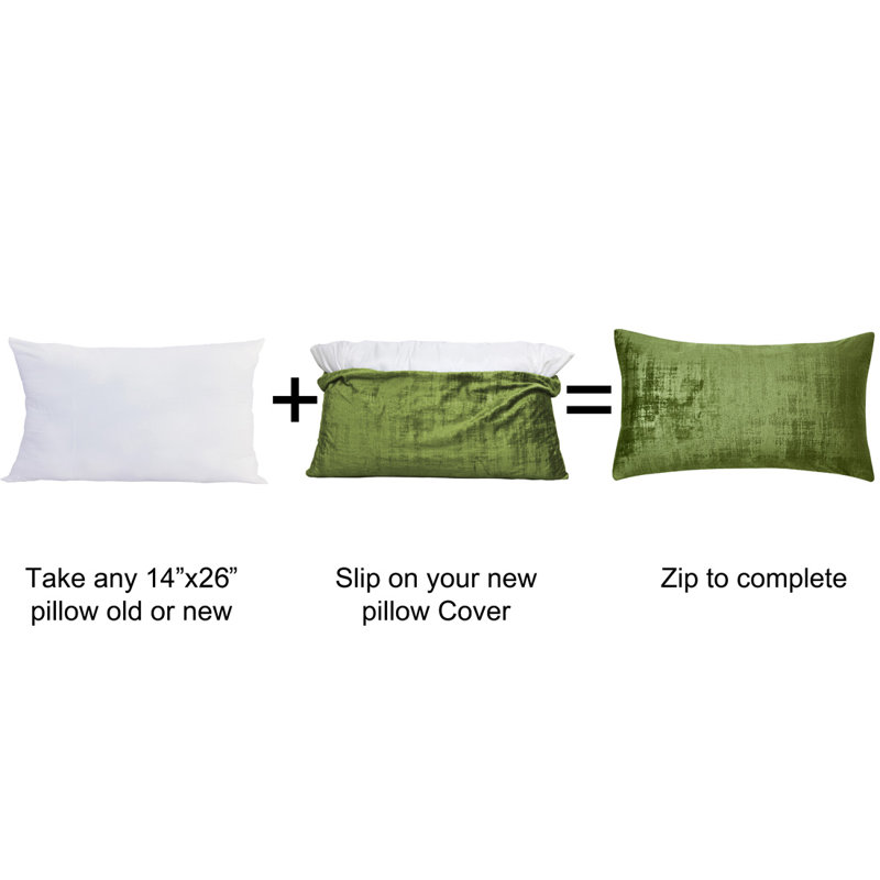 Textured Velvet Textured Rectangular Pillow Cover, Calla Green