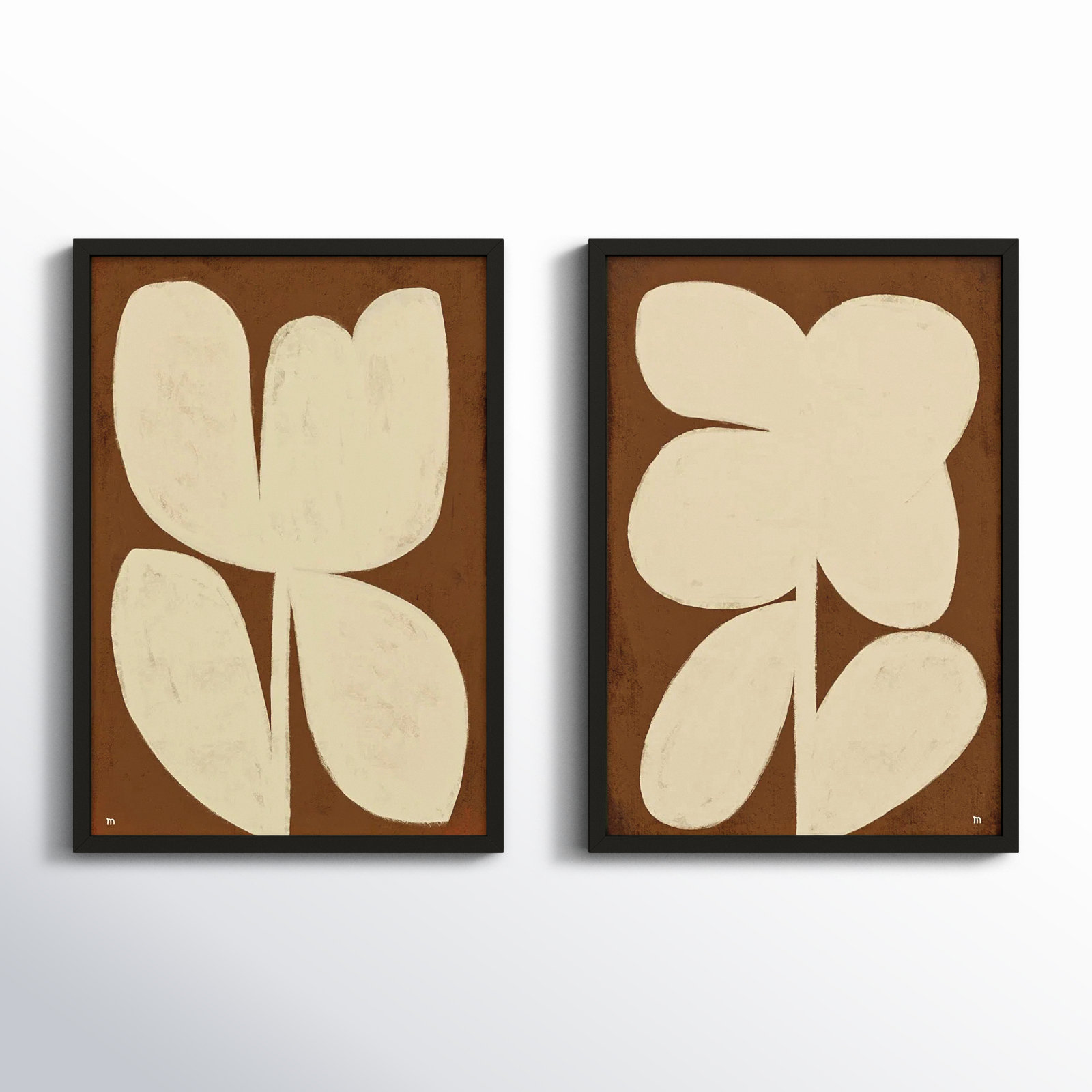 Flower 2-Piece Painting Set, Black Framed, 20" H x 14" W x 1.25" D