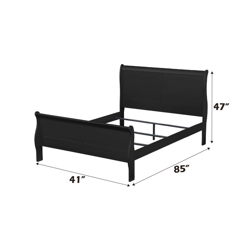 Lit simple noir, élégance intemporelle et sophistication, fabrication de matériaux solides, système de lattes, pas de rangement, profondeur de 41 po, hauteur de 47 po, largeur sophistiquée de 85 po, fabrication en bois, base,