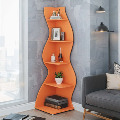 Étagère d'angle à 5 niveaux, bibliothèque murale d'angle moderne