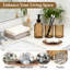 Ensemble d'accessoires de salle de bain 4 pièces, accessoires de salle de bain moderne en verre rayé ambré avec distributeur de lotion noir, porte-savon, porte-brosse à dents, gobelet