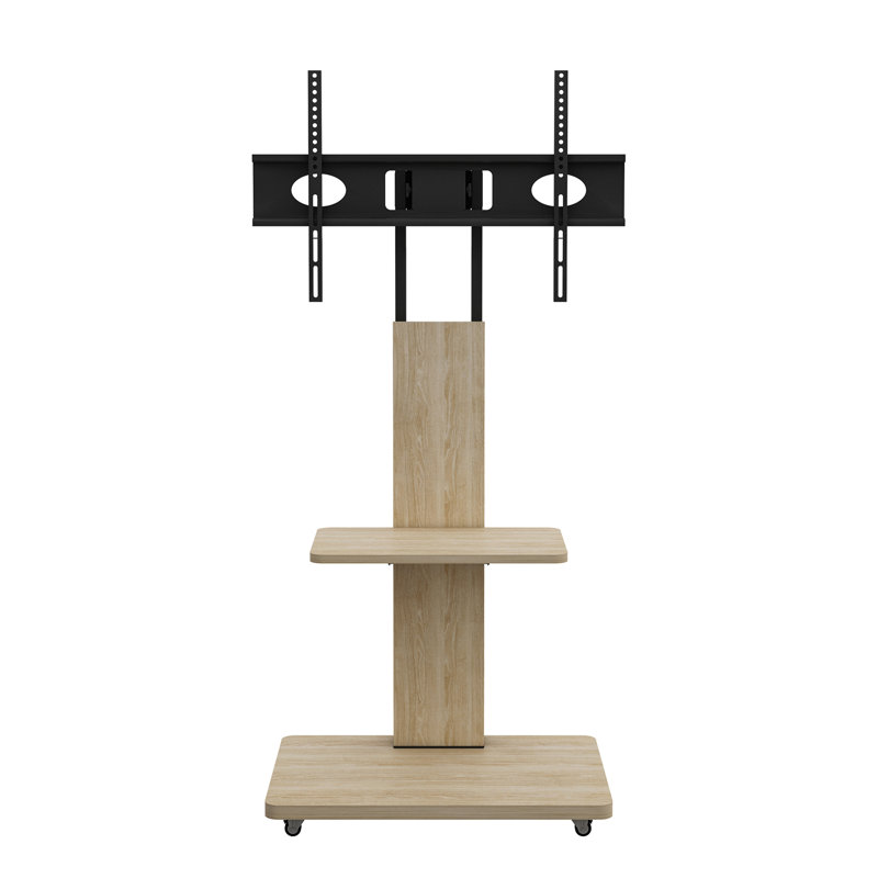 TV Stand With Shelf For Living Room, Bedroom,Offices,Mobile TV Cart For 32-75 Inches,Floor Stand With Mount On Lockable Wheels,Natural