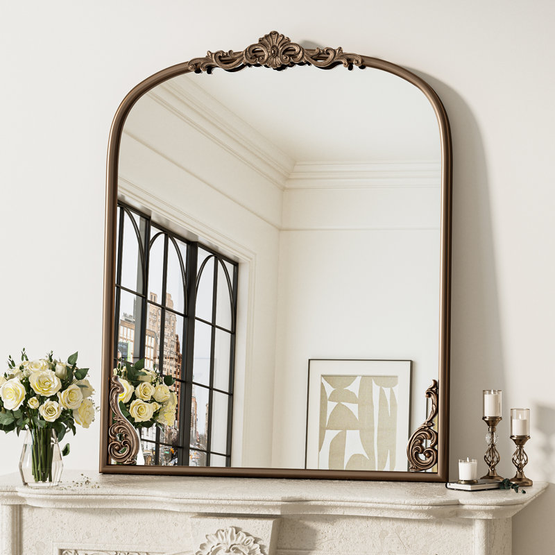 Kalie Arched Baroque Wall Mirror , Antique Gold, 36" x 30"