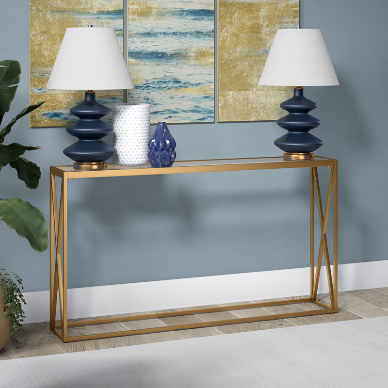 Console Table, 76.2cm H x 139.7cm W x 25.4cm D, Brass