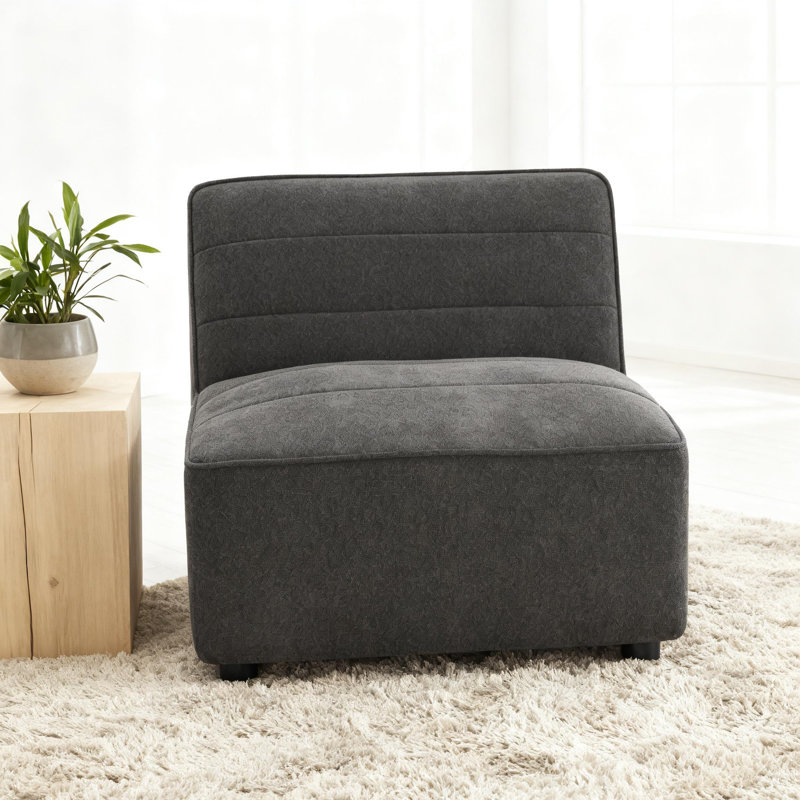 Chaise sans accoudoirs moderne gris anthracite rembourrée