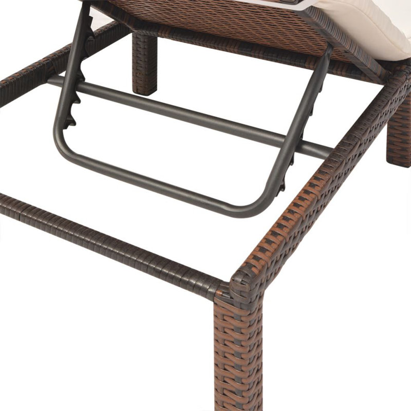 Voegele 78" Long Single chaise with Cushions, Brown