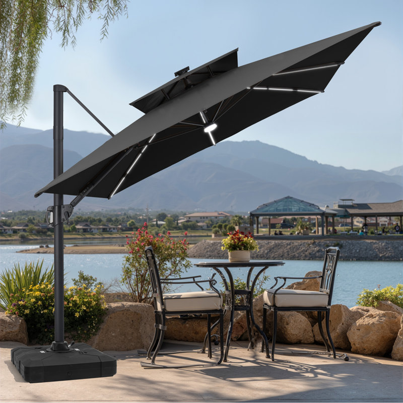 Parasol rectangulaire en porte-à-faux 128 pi, Black