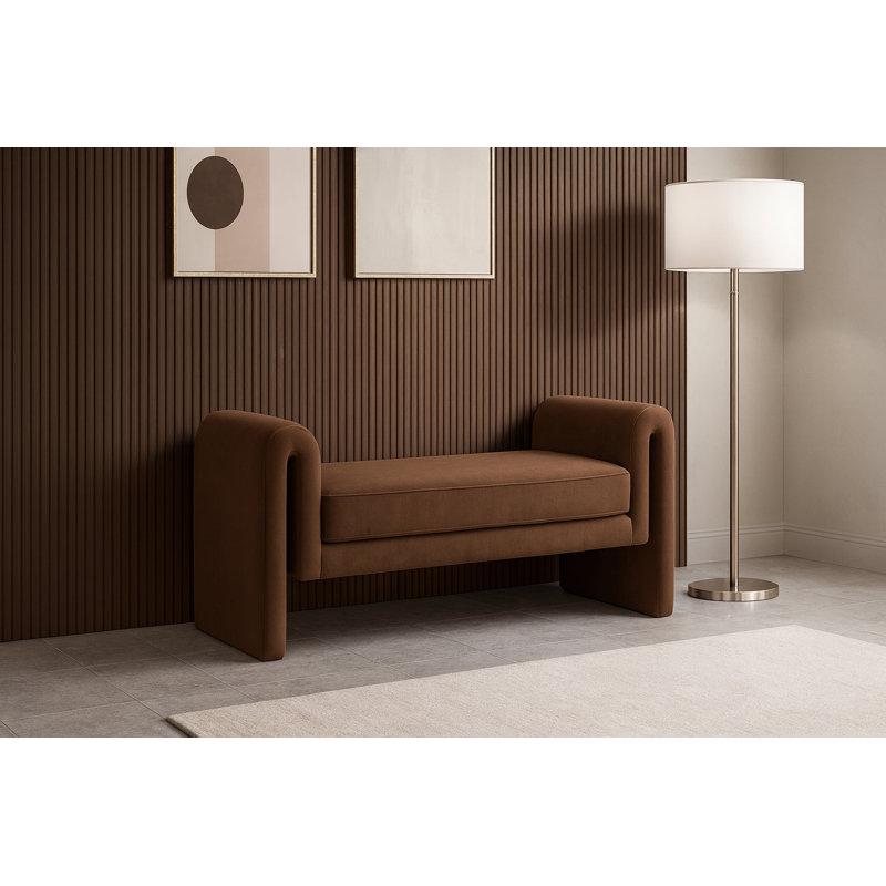 Banc rembourré Sloan, Velours brun